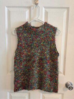 Vintage Funky Multicolor Knit Sleeveless Sweater Vest